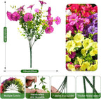 Fanfantoey Artificial Flowers for Outdoor, UV Resistant Fake Plants Outside Decoration, 14 Pcs Realistic Silk Morning Glory Faux Flowers for Porch Patio Gardens Home Decor(14, 4 Mixed)