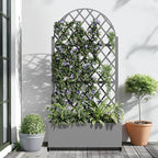 Casaphoria Metal Raised Garden Bed with Trellis and Wheels, 72"x35"x16" Arched Planter Box for Climbing Plants, Vegetables & Vines, Features Drainage Holes and Privacy Screen (Grey-Laurence)