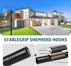 Ottsuls Double Shepherds Hooks for Outdoor, 92 Inch Bird Feeder Pole with 5 Prong Base, Upgrade 1 INCH Thick Heavy Duty Planter Hook for Hanging Baskets, Lantern,1 Pack
