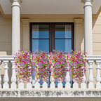 Artificial Fake Hanging Flowers Plants for Outdoor Spring Summer Decoration, 2PCS Faux Daisy Silk Plant Outside No Fade UV Resistant Realistic Home Decor for Porch Patio Window Box (Mix purple)