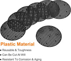 MECCANIXITY Flower Pot Hole Mesh Pad 3.3 Inch Bonsai Plant Bottom Round Plastic Soil Grid Screen Mat, Black Pack of 20