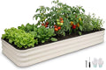 5 in 1Galvanized Raised Garden Bed - 8x3x1ft Modular Garden Planter Bed Outdoor | Steel Raised Bed Kit with Bracing Rods, Gloves for Gardening Vegetables Fruits and Flowers (White)
