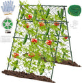 63"H x 47"L Cucumber Trellis for Raised Bed, Adjustable Garden Trellis for Climbing Plants Outdoor with Climbing Net and Plant Support Clip, A-Frame Trellis for Vegetable, Cucumbers, Tomatoes
