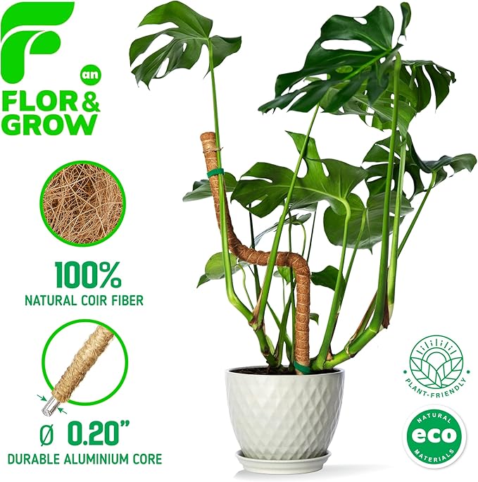 2 Pack 28" Sturdy Easy to Use Moss Pole Monstera Plant Support Stakes - Plant Stakes for Indoor Plants, Moss Poles for Climbing Plants, Tutores para Plantas Trepadoras Monstera Support Sticks
