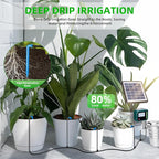 Solar Automatic Drip Irrigation Kit System,Automatic Plant Watering Devices Programmable Water Timer,LED Display for 15 Potted Plants Outdoor Indoor Garden Balcony Vacation
