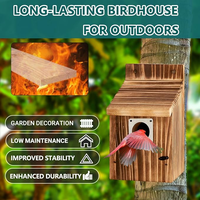 2 Pack Bird Houses for Outside, Outdoors Birdhouse Feeder for Bluebird,Cardinal,Purple Martin and Sparrow,Wooden Cedar Hanging Birds Nest,Easy to Clean,No Assembly Needed