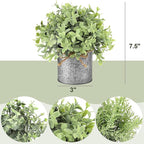 Mkono Small Fake Plants in Farmhouse Galvanized Metal Pots 3 Pack Potted Artificial Plant Eucalyptus for Laundry Room Bathroom Shelf Table Decor