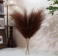 Premium Faux Brown Pampas Grass – 43.3" Tall Fluffy Decor, 8pcs 18-Branch One-Piece Stems No Assembly, Luxury Silk-Feel Feather Flowers for Boho Rustic Modern Home Decor (Cocoa Brown, 8 Stems / 110cm)