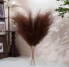 Premium Faux Brown Pampas Grass – 43.3" Tall Fluffy Decor, 8pcs 18-Branch One-Piece Stems No Assembly, Luxury Silk-Feel Feather Flowers for Boho Rustic Modern Home Decor (Cocoa Brown, 8 Stems / 110cm)