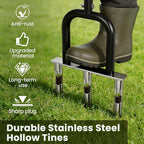 Lawn Aerator, Stainless Steel Lawn Aerator Tool with 3 Hollow Tines, Yard Grass Soil Core Aerator, Manual Lawn Plug Aerators, Core Aeration Tool for Lawn Garden Compacted Soil (Black)