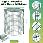 Hiboom 4 Pack Garden Plant Protectors from Animals with Stakes, Metal Mesh and Detachable Covers Wire Plant Cage for Keeping Bunny Animals Out, Chicken Wire Cover Garden Protect (16 * 13 in)
