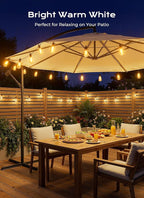 Brightown 151FT Solar String Lights Outdoor Waterproof, Patio Lights with Remote and 48+2 LED Shatterproof Bulbs, Dimmable & Timable, 3 Light Modes, Solar Lights Outdoor for Yard Camping Party Outside
