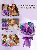 Eterfield Flowers for Delivery Prime, Mother's Day Forever Flowers Bouquet, Preserved Roses and Purple Flowers Birthday Gifts for Her Women Wife Mom Grandma Anniversary Valentines Day Christmas