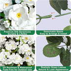 TURNMEON Artificial Geraniums Flowers for Outdoors Summer Decoration, 4 Bundles Fake Flowers Silk White Flowers UV Resistant No Fade Faux Plants for Planter Gardens Table Porch Indoor Cemetery Decor