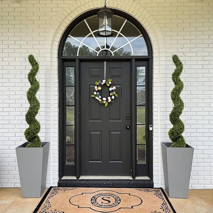 THE BLOOM TIMES 6ft Tall Spiral Topiary Trees Artificial Outdoor Set of 2, Large Faux Boxwood Fake Plants Outside UV Resistant for Front Porch Planter Garden Patio Decor 6 Foot