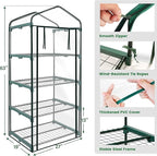 Worth Garden 4 Tier Mini Greenhouse - 63'' H x 27'' L x 19'' W - Sturdy Portable Gardening Shelves with PVC Cover - Small Green House Use in Indoor & Outdoor for Plants Flowers