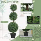 HOMCOM Artificial Plants Topiary Ball-Shaped Boxwood Trees in Pot Set of 2 Fake Plants for Home Indoor Outdoor Front Porch Decor, 40 Inch, Green
