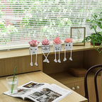 Set of 4 Artificial Potted Mini Succulent Plants - Small Fake Succulents in Hanging Leg Cement Pots, Desk/Bathroom/Bookshelf/Wall Decor for Home Office, Cute Office Decor for Women (Pink)