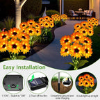 Solar Sunflower Lights Outdoor Garden Decor, 6 Pack Solar Flowers Lights with 36 Sunflowers, Waterproof Decorative Stake Lights Auto ON/Off for Garden Yard Patio Backyard