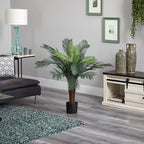 Nearly Natural 3ft Cycas Artificial Palm Tree, UV Resistant Faux Greenery For Indoor Outdoor Decor
