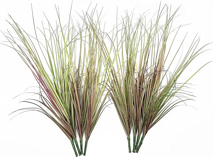 Artificial Grass Plants, Faux Wheat Grass Shrubs Fake Greenery Stems Tall Weed Plant Flowers Decor for Indoor Outdoor Farmhouse Garden Room Home Vase Wedding Party DIY Table Decoration (Purple) 8 Pack