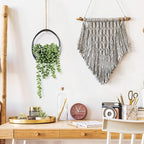 Der Rose 2 Pack Small Fake Hanging Plants with Strings Artificial Succulent Plants Indoor for Black Bathroom Boho Wall Decor