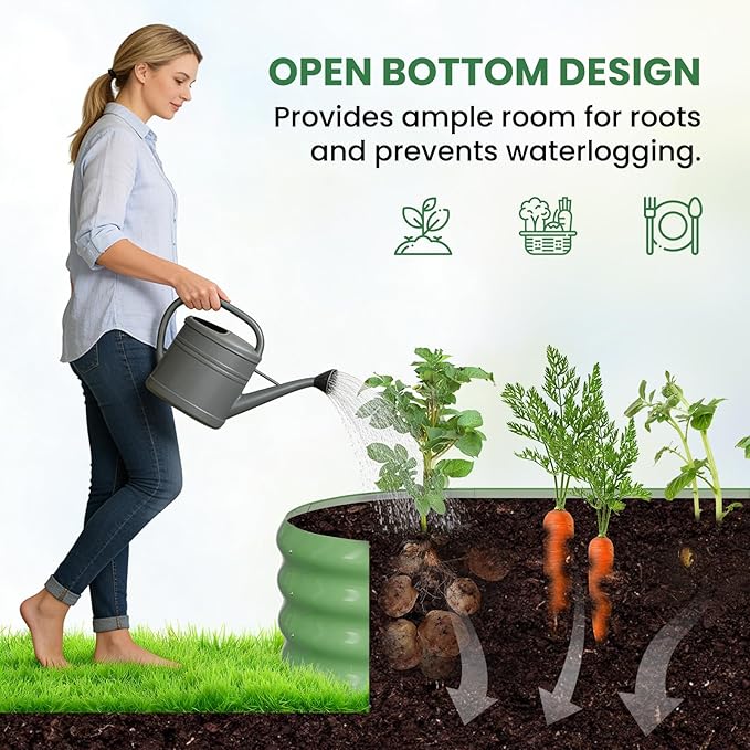 2 in 1 Galvanized Raised Garden Bed with 71" H Arch Trellis for Climbing Plants, Outdoor Gardening Planter Box with Climbing Net for Flowers Vegetables Fruits Herbs, Green
