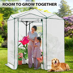 EAGLE PEAK 6.6x6.6 Portable Walk in Greenhouse, Pop Up Indoor Outdoor Greenhouse, Green House Kit with Zippered Roll-Up Doors and Windows, Hexagon Design, PE Cover, Clear/White