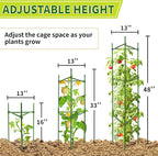 6 Pack 48 Inch Tomato Cages for Garden, Triangle Metal Plant Support with Rust-Resistant Coating, Heavy Duty Tomato Trellis for Raised Bed, Pots, Cucumbers, Peppers & Climbing Plants