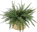 Coferset Small Fake Plant Fern Potted Artificial Plants Fake Fern for Shelf Home Bathroom Office Decor(Gold Mental Pot)