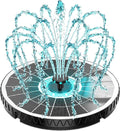Yzert 2026 Remote Solar Powered Fountain, 6W Glass Bird Bath Fountain with 4000mAh Battery, 7 Nozzles, 4 Fixers & 8 Colorful LEDs, Adjustable Water Height for Outdoor Garden Pond Pool