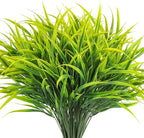 Ouddy Decor 16 Bundles Artificial Plants Outdoor Fake Grass Greenery Stems UV Resistant Faux Plastic Plants Shrubs for Spring Summer Garden Pathway Window Box Farmhouse Front Porch Home Decor, Yellow