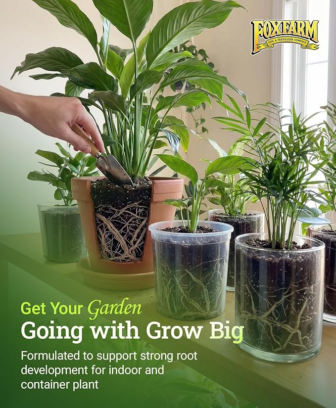 FoxFarm Grow Big Liquid Plant Food - 6-4-4 House Plant Fertilizer for Lush Vegetative Growth, Fast Nutrient Uptake for Roses, Tomatoes & Veggies - Pint Size Concentrate