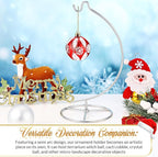 Baderke 2 Pack Ornament Display Stand, 10.43" Height Ornament Hanger, Air Plant Holder Terrariums Hanging Stand Crystal Ball Hanging Hook for Christmas Wedding Home Office Decoration(Silver)