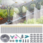66 FT Drip Irrigation System - Double-Head 360° Adjustable Garden Watering System with 40 Spray Nozzles, Garden Atomizing Misting System & Irrigation System for Garden, Greenhouse, Yard, Lawn, Plants