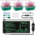 Verdenu 3PK Seed Starter Tray with Grow Lights and Tempe-Control Heat Mat, 36-Cell Large Seedling Starter Kit with Humidity Dome, Adjustable LED Lighting for Seed Germination,Temperature Adjustable