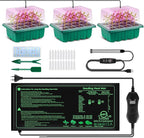 Verdenu 3PK Seed Starter Tray with Grow Lights and Tempe-Control Heat Mat, 36-Cell Large Seedling Starter Kit with Humidity Dome, Adjustable LED Lighting for Seed Germination,Temperature Adjustable