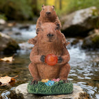 Capybara Solar Garden Statue, Outdoor Capybara Statue with Ball Light, Funny Double Capybara Decor for Women Mom, Capybara Figurine for Yard Garden Patio Lawn Ornaments