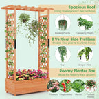 MAT EXPERT Raised Garden Bed with Trellis & Hanging Roof, Lattice Panel with Drainage Hole for Flower, Climbing Plant, Herb, Planter Box for Garden, Patio, Yard (2, 43.5" x 17.5" x 72" (L x W x H))