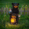 PETAFLOP Solar Garden Statues Bear Decor, Bear Statue with Glowing Honey Jar and Gnomes for Patio Balcony Lawn Yard Decorations, Outdoor Birthday Housewarming Gifts for Women, Mom