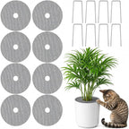 Plant Guards From Cats 8 Pack 11.8 Inch Cuttable Plant Pot Grids with 8 U Pins, Soil Covers to Stop Cat Digging, Keep Indoor Pots Clean, Round Planter Protectors for Homes with Kids and Pets
