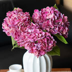 DUYONE 3PCS 22 inch Realistic Artificial Hydrangea Large Flowers Artificial Flowers Dry Flowers Outdoor Wedding Christmas Office Family Party Living Room Table Decoration (Rose Red)