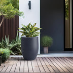 Kante 21.7 Inch Tall Concrete Planter, Large Indoor Outdoor Plant Pot with Drainage, Smooth Charcoal Finish with Painted Interior, Ideal for Porch, Home, Garden, Patio