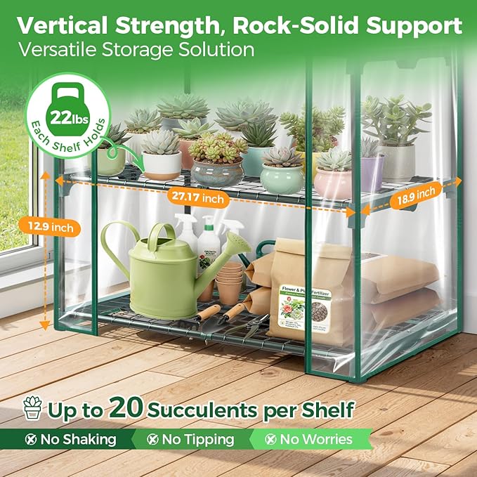 Mini Greenhouse for Outdoors Indoor: Ohuhu Small Plants Green House with 5 Tier Shelves, Portable Plastic Greenhouses with Heavy Duty Transparent PVC Cover for Garden Patio Backyard Porch Balcony