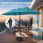 SUPERJARE 13FT Outdoor Umbrella for Patio, Double sided Pool Umbrellas with Fade Resistant Canopy, Large Table Umbrella for Deck, Market, Backyard - Lake Blue