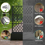 Metal Raised Garden Bed with Trellis and Wheels, 72"x47" Planter Box for Climbing Plants, Vegetables & Vines, Features Drainage Holes and Privacy Screen
