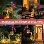 LOVERUIS Garden Statues with Solar Watering Can Lights, Cute Outdoor Garden Decor for Patio Yard Lawn Ornaments, Unique Gift for Women Mom Grandma (Flamingo)