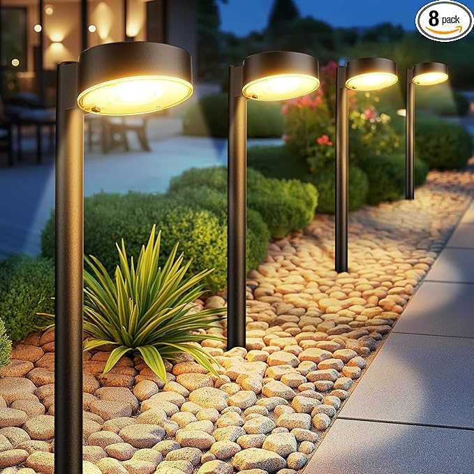 Ahaorigin 8 Pack Solar Pathway Lights Outdoor, 12 Brighter LED Solar Lights Outdoor Waterproof, Up to 12 Hrs Modern Path Light for Yard Garden Walkway Driveway Lawn (8 Pack)