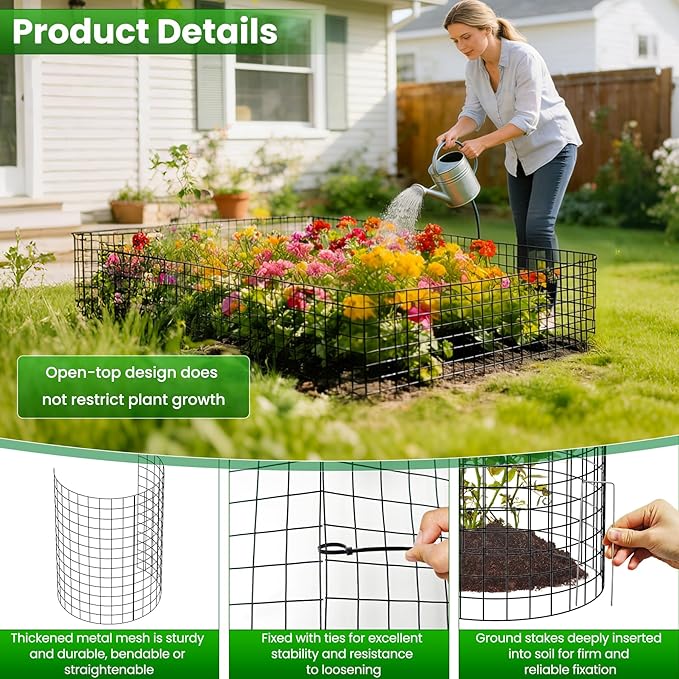 Nexum 45Pcs Plant Protectors from Animals – 16" x 12" Metal Tree Trunk Guards, Garden Plant Cloches & Expandable Plant Cages to Protect from Deer, Rabbits & Lawn