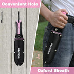 WORKPRO Hori Hori Garden Knife, 7" Stainless Steel Blade with Cutting Edge, Garden Tools with Oxford Sheath, Ergonomic TRP Handle with Hanging Hole for Weeding, Planting, Digging, Pink Ribbon